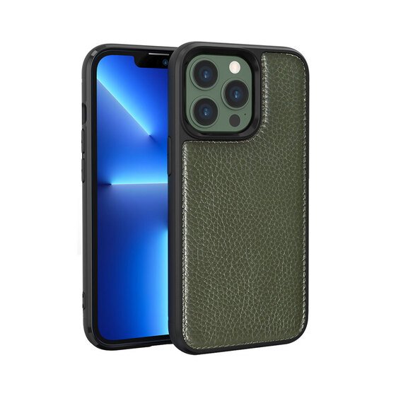 iPhone 13 Pro Max Uyumlu Kılıf Wiwu Genuine Leather Plastic Calfskin Orjinal Deri Kapak