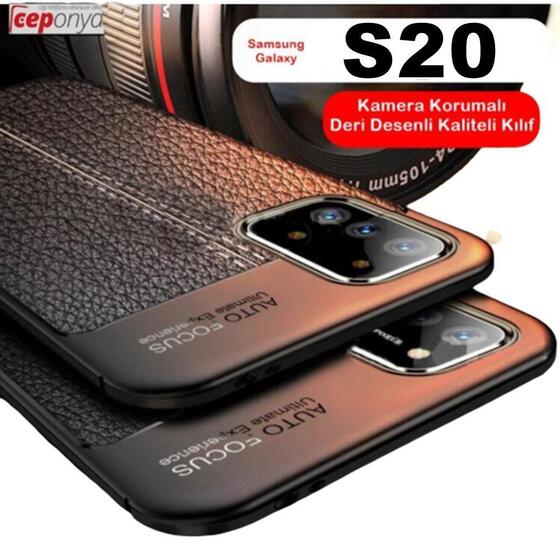 Galaxy S20 Deri Desenli Kamera Korumalı Silikon Kılıf