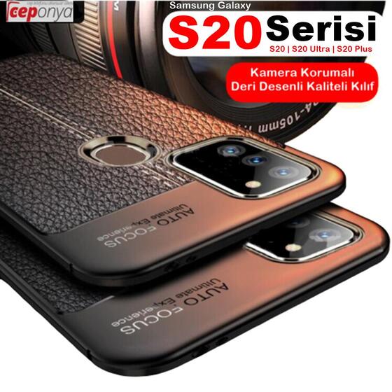 Galaxy S20 Ultra Deri Desenli Kamera Korumalı Silikon Kılıf