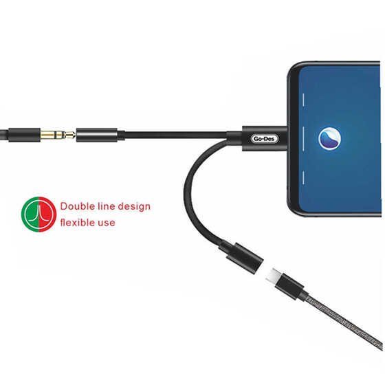 Go Des GD-UC033 Type-C 3.5 mm Aux Kulaklık ve Şarj Dönüştürücü Ses Adaptörü