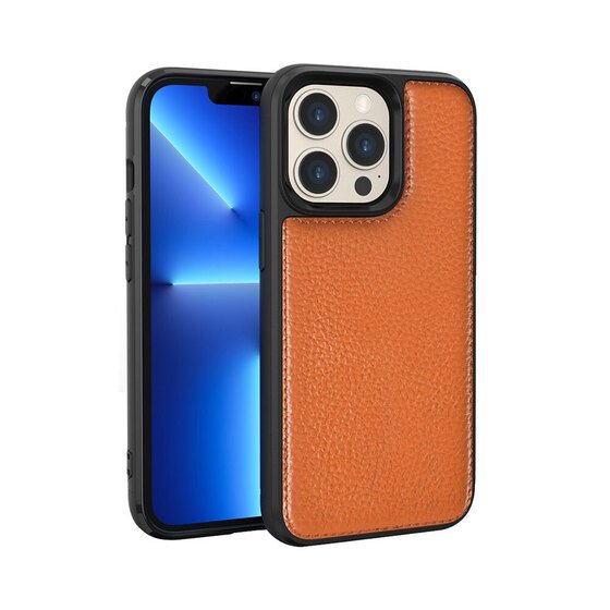 iPhone 13 Pro Uyumlu Kılıf Wiwu Genuine Leather Plastic Calfskin Orjinal Deri Kapak