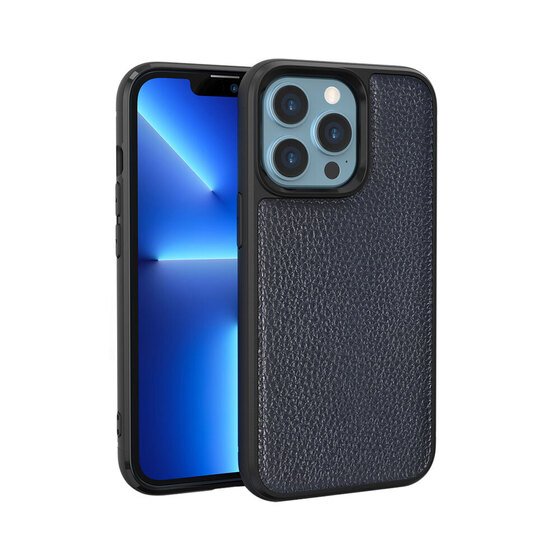 iPhone 13 Pro Uyumlu Kılıf Wiwu Genuine Leather Plastic Calfskin Orjinal Deri Kapak