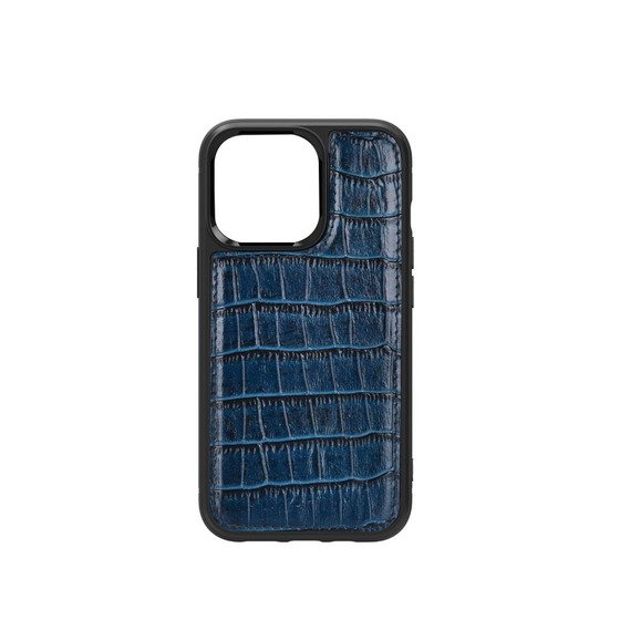 iPhone 13 Uyumlu Kılıf Wiwu Croco Pattern Calfskin Orjinal Deri Kapak