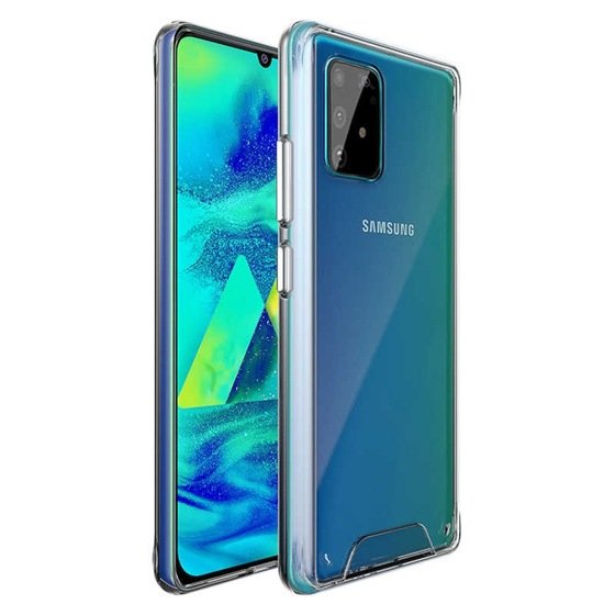 Galaxy S10 Lite Kenarları Silikon Yüzeyi Sert Şeffaf Gard Kılıf