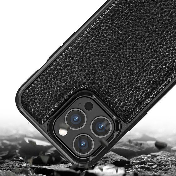 iPhone 13 Uyumlu Kılıf Wiwu Genuine Leather Plastic Calfskin Orjinal Deri Kapak