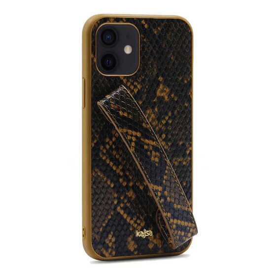 Apple iPhone 12 Pro Kılıf Kajsa Glamorous Serisi Snake Handstrap Kapak