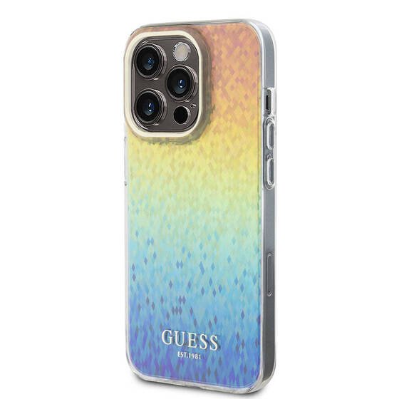 iPhone 15 Pro Max Uyumlu Kılıf Guess Orjinal Lisanslı Yazı Logolu Mirror Disco Kapak Colorful