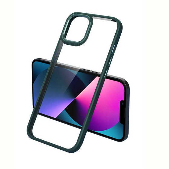 iPhone 11 Kılıf Ekran ve Kamera Çıkıntılı Kenarları Renkli Şeffaf Kapak