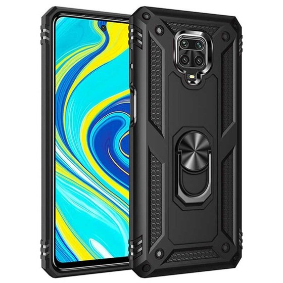 Xiaomi Redmi Note 9 Pro Yüzüklü Standlı Manyetikli Zırh Kılıf