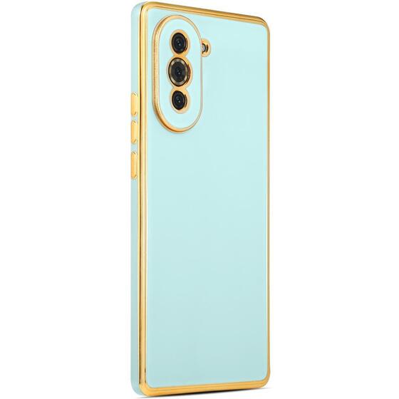 Huawei Nova 10 Kılıf Kamera Korumalı Altın Kenar Tasarım Silikon