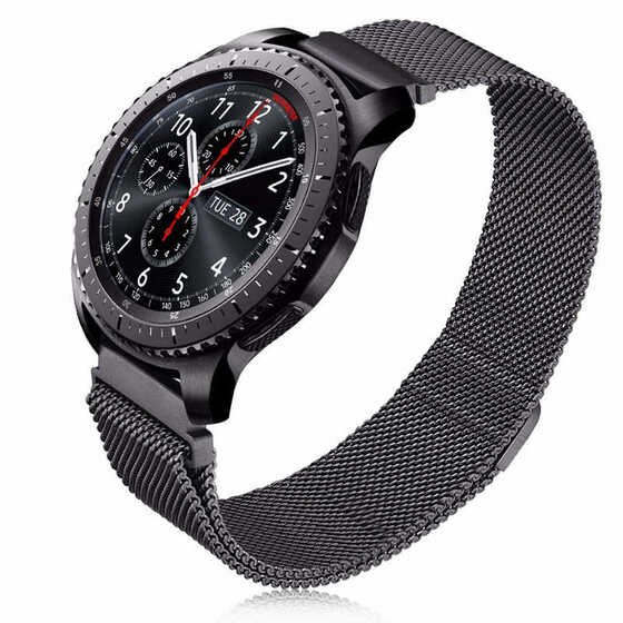 Gear S3 (22mm) Metal Tel Örgü İşlemeli Mıknatıslı Kordon