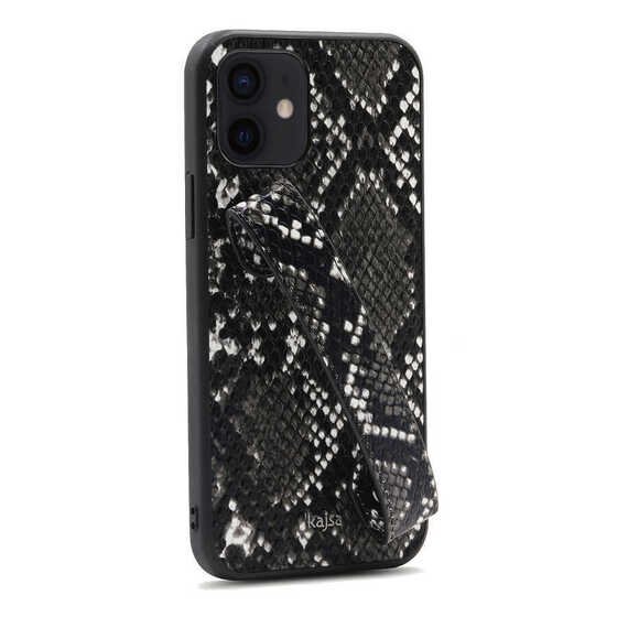 Apple iPhone 12 Kılıf Kajsa Glamorous Serisi Snake Handstrap Kapak