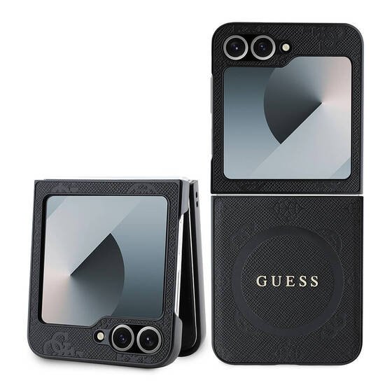 Galaxy Z Flip 6 Kılıf Guess Orjinal Lisanslı Saffiano Metal Logo Kapak