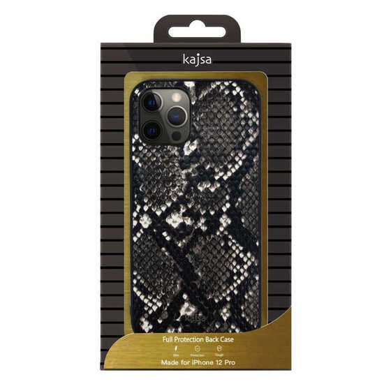 Apple iPhone 12 Kılıf Kajsa Glamorous Serisi Snake Pattern Kapak