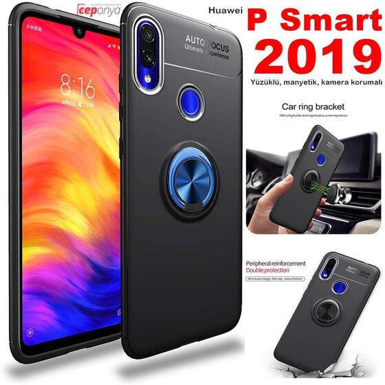 Huawei P Smart 2019 Stantlı Yüzüklü Manyetik Kaliteli Kılıf