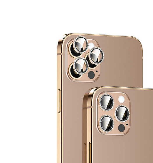 iPhone 13 Pro CL-06 Elmas Taş Tasarımlı Kamera Lens Koruyucu