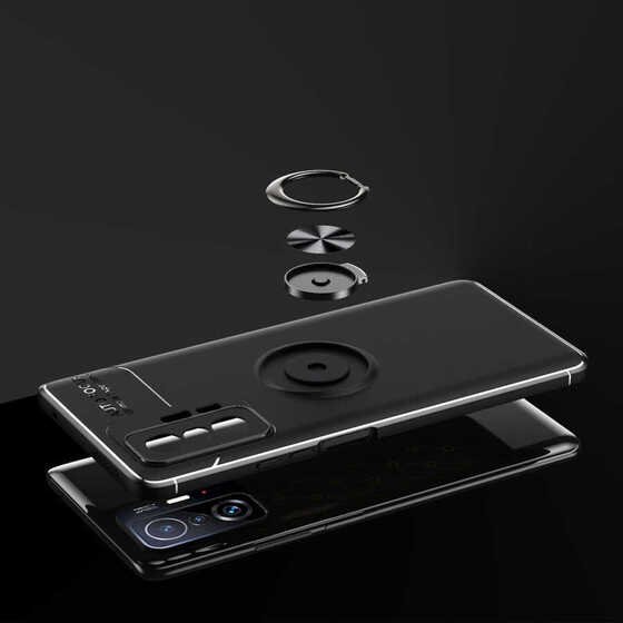 Xiaomi Mi 11T Pro 5G Kılıf Yüzüklü Standlı Manyetik Kamera Korumalı Silikon