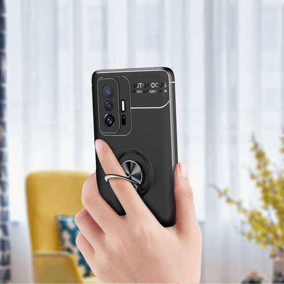 Xiaomi Mi 11T Pro 5G Kılıf Yüzüklü Standlı Manyetik Kamera Korumalı Silikon