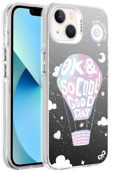 Apple iPhone 14 Kılıf Desenli Silver Lüx Sert Kapak