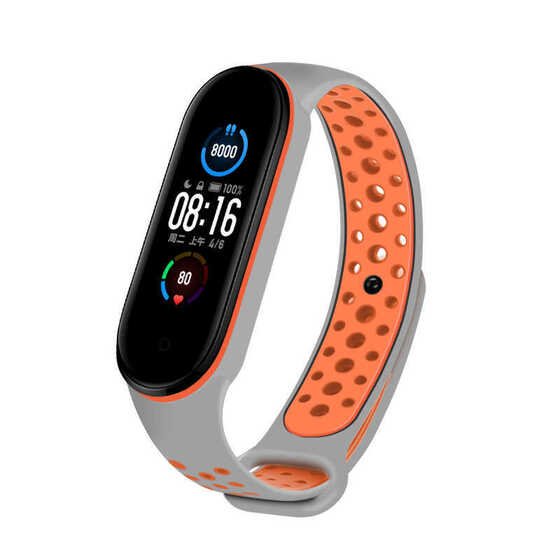 Xiaomi Mi Band 6 KRD-02 Suya Dayanıklı Delikli Renkli Silikon Kordon