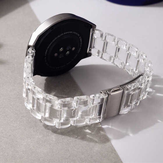 Galaxy Watch Active 2 44mm KRD-27 Şeffaf Renkli Transparan Silikon Kordon