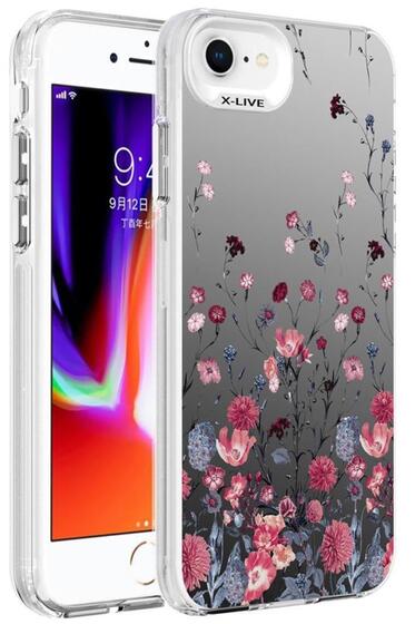 Apple iPhone SE 2020 Kılıf Desenli Silver Lüx Sert Kapak