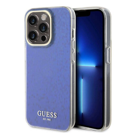 iPhone 15 Pro Uyumlu Kılıf Guess Orjinal Lisanslı Yazı Logolu Mirror Disco Kapak Mor