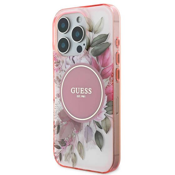 Apple iPhone 16 Pro Guess Orjinal Lisanslı Magsafe Şarj Özellikli Flower Tonal Circle Kapak