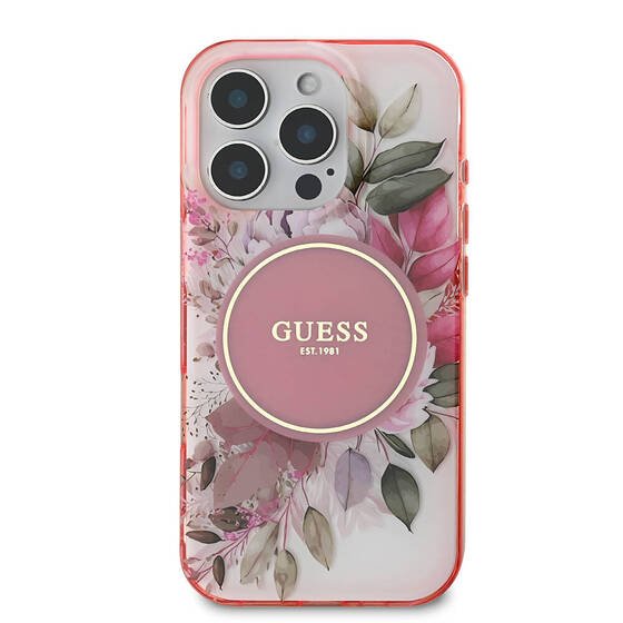 Apple iPhone 16 Pro Guess Orjinal Lisanslı Magsafe Şarj Özellikli Flower Tonal Circle Kapak