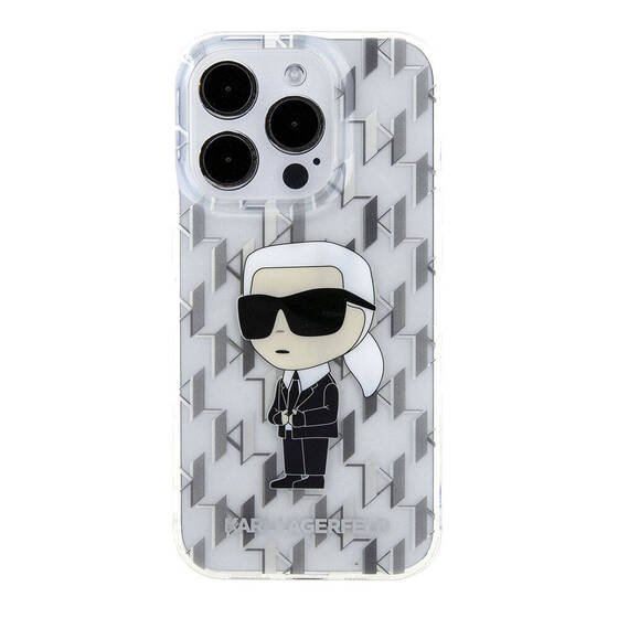 iPhone 15 Pro Uyumlu Kılıf Karl Lagerfeld IML İkonik Monogram Orjinal Lisanslı Kapak Şeffaf