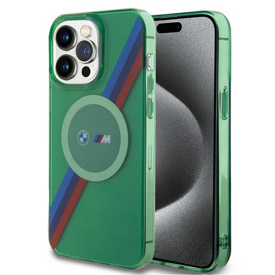 iPhone 15 Pro Kılıf BMW Magsafe Şarj Özellikli Transparan Tricolor Stripes Orjinal Lisanslı Kapak