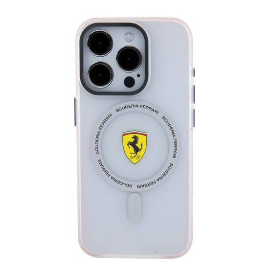 iPhone 15 Pro Uyumlu Kılıf Ferrari Orj Lisanslı Magsafe Özellikli Kontrast Bumper SF Ring Kırmızı