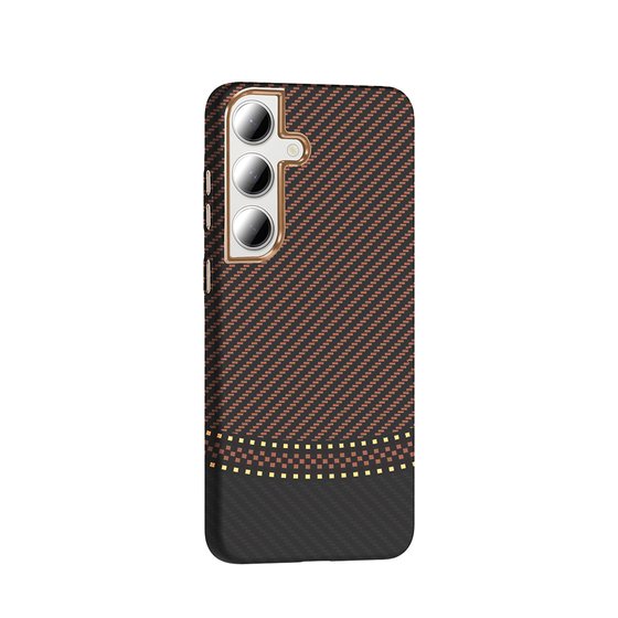 Galaxy S24 FE Kılıf M-safe Şarj Özellikli Karbon Fiber Görünümlü Gros Kapak