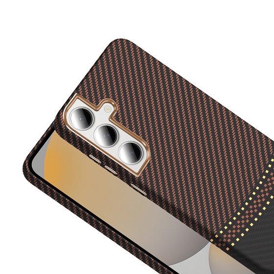 Galaxy S24 FE Kılıf M-safe Şarj Özellikli Karbon Fiber Görünümlü Gros Kapak