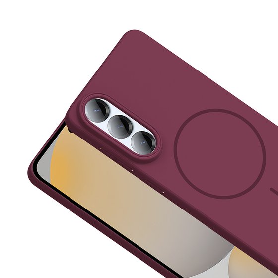 Galaxy S25 Edge Kılıf Magsafe Şarj Özellikli Kamera Çıkıntılı Ruby Lüx Silikon Kapak