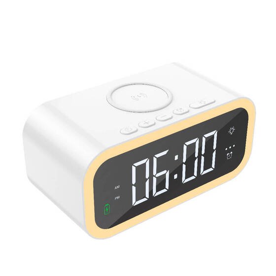 Wiwu Wi-W015 Time 4in1 Dijital Saat Alarm ve LED Işık Özellikli Wireless Şarj Aleti