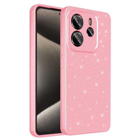 Xiaomi Redmi Note 14 5G Kılıf Kamera Korumalı Simli Parıltılı Lüks Silikon
