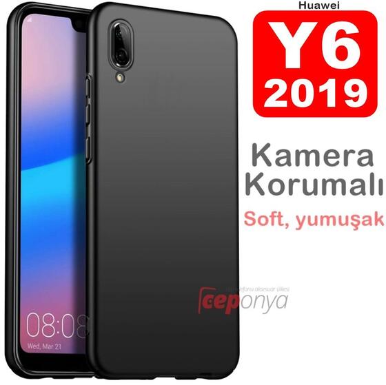 Huawei Y6 2019 Kamera Korumalı Mat Soft Kalite Silikon Kılıf