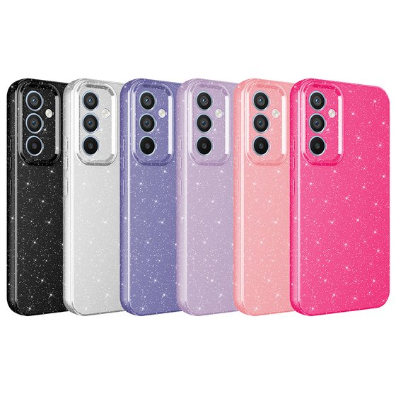 Galaxy S24 FE Kılıf Kamera Korumalı Simli Parıltılı Lüks Silikon