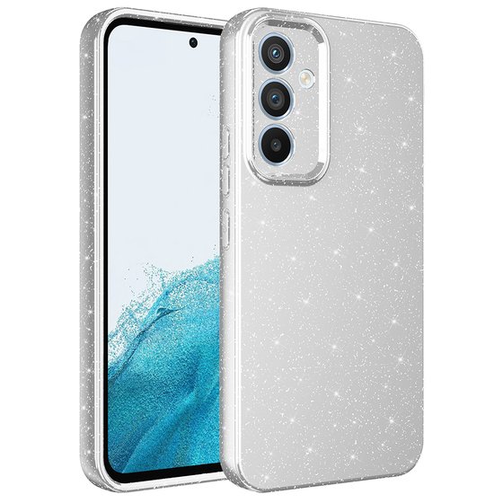 Galaxy S24 FE Kılıf Kamera Korumalı Simli Parıltılı Lüks Silikon