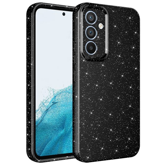 Galaxy S24 FE Kılıf Kamera Korumalı Simli Parıltılı Lüks Silikon