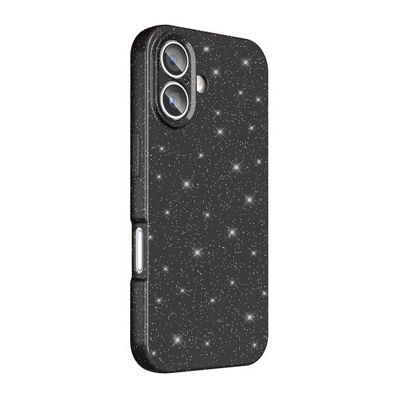 iPhone 16 Plus Kılıf Kamera Korumalı Simli Parıltılı Lüks Silikon