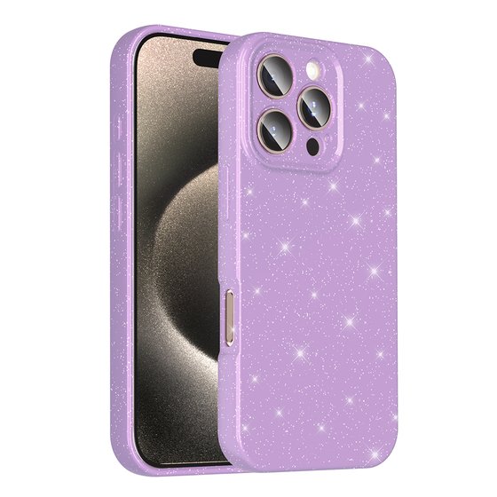 iPhone 16 Pro Kılıf Kamera Korumalı Simli Parıltılı Lüks Silikon