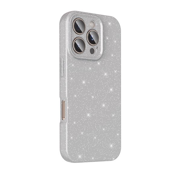iPhone 16 Pro Kılıf Kamera Korumalı Simli Parıltılı Lüks Silikon