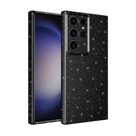 Galaxy S24 Ultra Kılıf Kamera Korumalı Simli Parıltılı Lüks Silikon