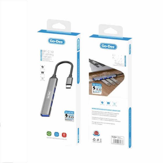 Go Des GD-UC702 Type-C Hub 4 in 1 USB Çoğaltıcı Adaptör Çoklu USB İstasyonu Tak & Çalıştır