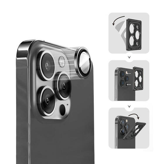 iPhone 15 Pro Uyumlu ​​​Wiwu Lens Guard Metal Kamera Lens Koruyucu Gümüş