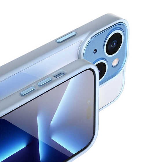 Apple iPhone 14 Kılıf Wiwu Lens Korumalı Renkli Kenar Arkası Şeffaf Vivid Clear Kapak