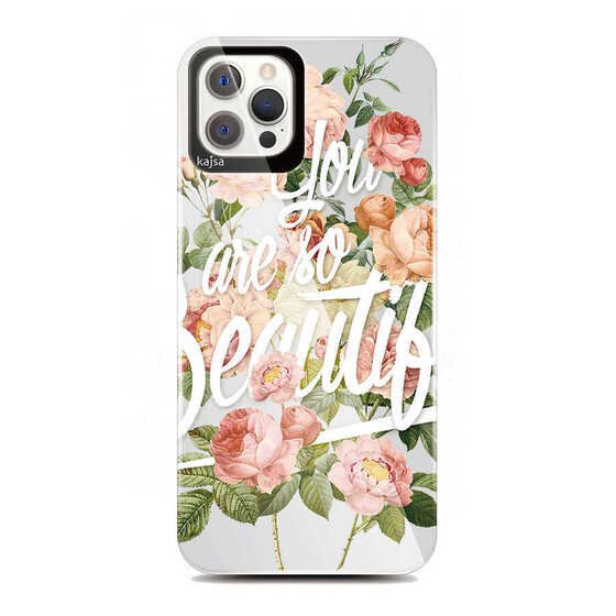 Apple iPhone 12 Pro Max Kılıf Çiçek Desenli Kajsa Floral Kapak