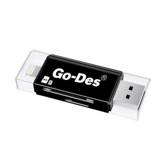 Go Des GD-DK102 Lightning & Micro USB Veri Aktarımı SD & Micro SD Kart Okuyucu